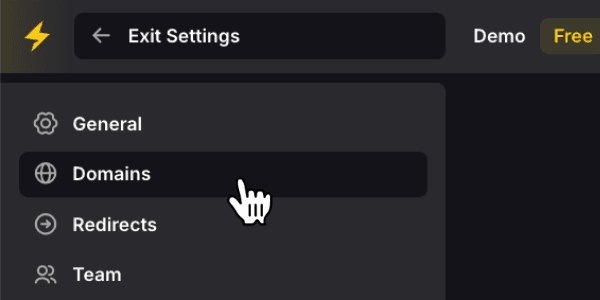 Domain settings button in project settings tab