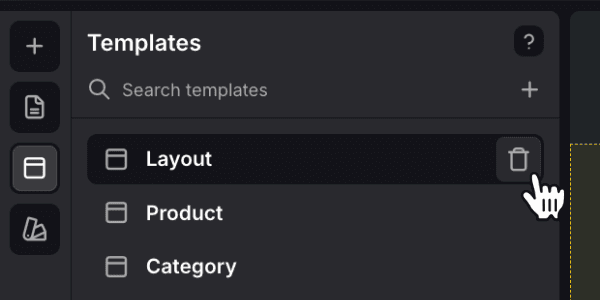 Delete template button